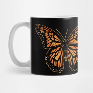 Orange and black Monarch butterfly drawing drawn with a yellow outline. Mug